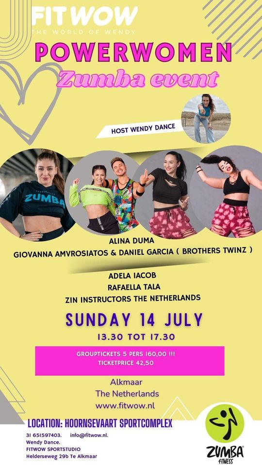 Fitwow Sportstudio organiseert op zondag 14 Juli een groot zumba event in de Hoornsevaart