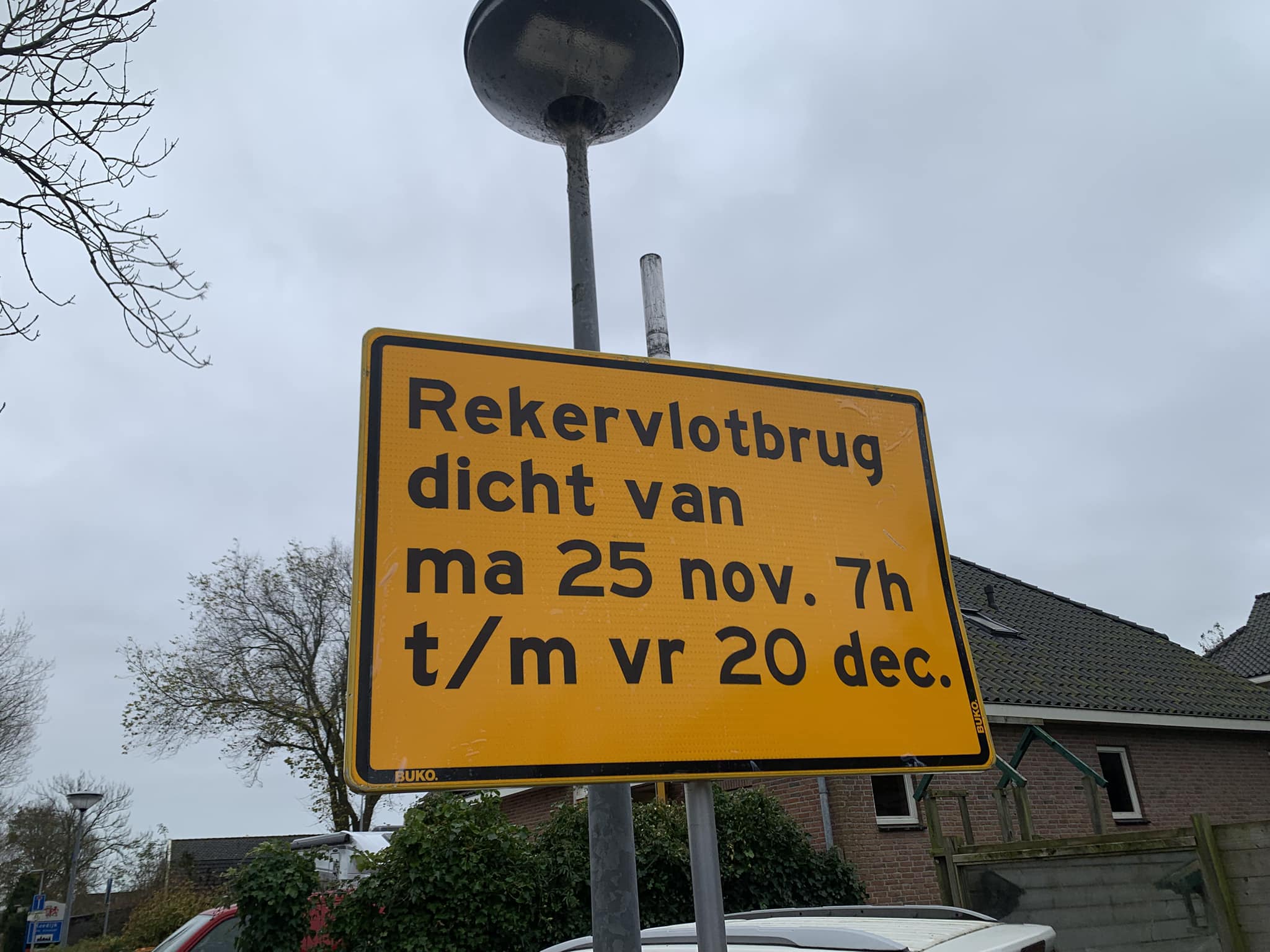 Werkzaamheden aan de Rekervlotbrug: van 25 november tot en met 20 december